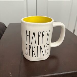 Rae Dunn White Mug with Yellow Interior - Happy Spring